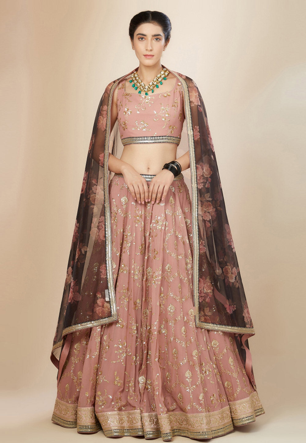 Karla collection - pink floral Lehenga