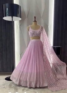 Baby pink mirror work and sequins Lehenga