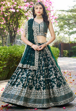 Bottle green dola silk jacquard Lehenga
