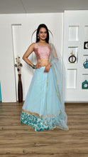 Sea green and pink glitter Lehenga
