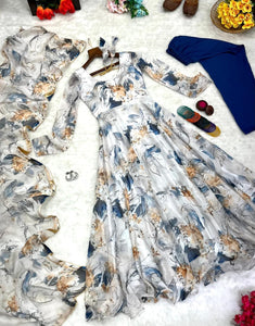Organza tabby silk anarkali in florals