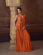 Burnt orange palazzo set with short mirror jacket