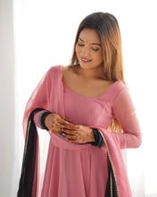 Onion pink shaded anarkali set readymade