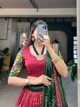 Tussar silk ikkat patola print in red