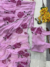 Pink floral layered Lehenga saree