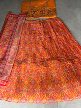 Orange and yellow organza digital print lehenga