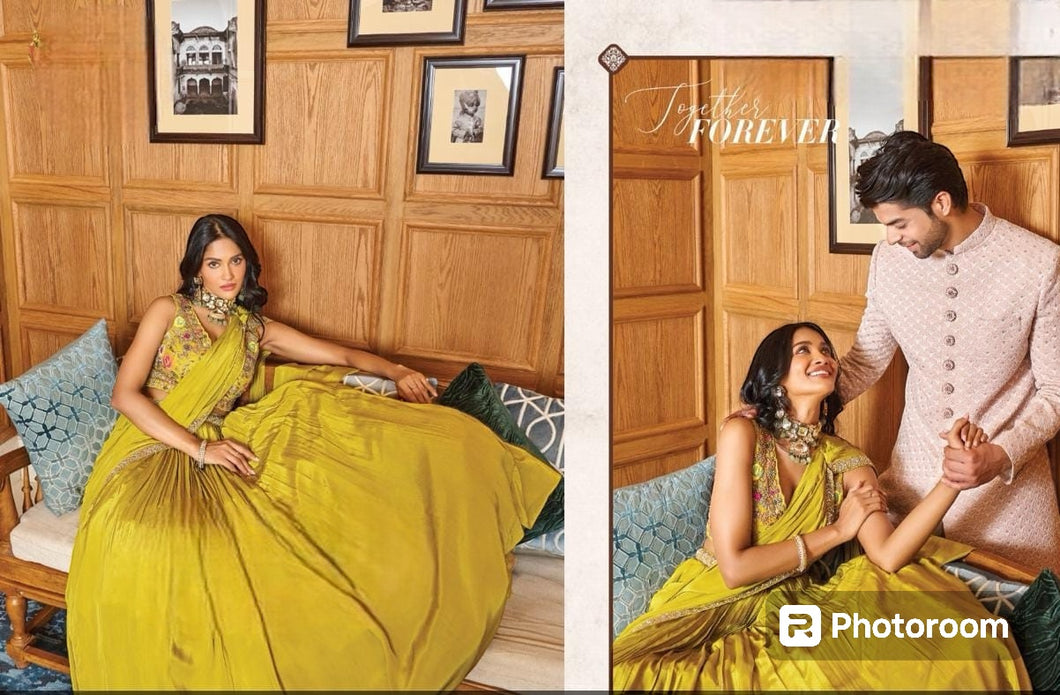 Boutique collection - vibrant yellow Lehenga saree