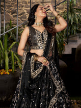Dola silk jacquard Lehenga in black