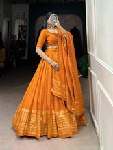 Chanderi silk plain orange Lehenga (skirt stitched)