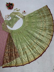 Perfect combination of green and gold Lehenga