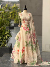 Ivory floral organza corset Lehenga