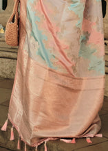 Multicoloured pastel rangkat silk saree in peach