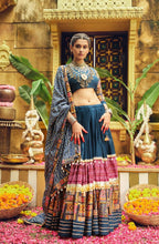 Pure rayon chaniya choli in blue with maroon
