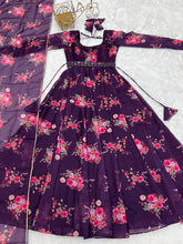 Purple organza anarkali set