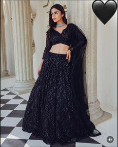 Black sequins Lehenga for reception parties or award ceremonies