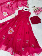 Pink strappy floral salwaar kameez