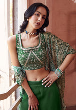 Green georgette jacket style palazzo set readymade