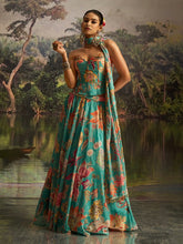 Sea green floral corset style readymade Lehenga