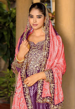 Purple chinon palazzo suit bandhani print (plus size too up to 48”) (gurudwara wedding)