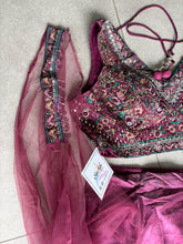 Deep wine floral organza Lehenga