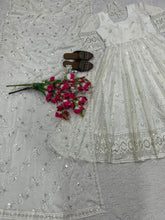 White anarkali in fancy style