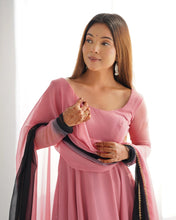Onion pink shaded anarkali set readymade