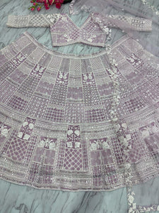 Elegant lilac resham embroidered Lehenga