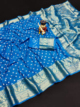 Bandhej silk saree with kanchipuram border