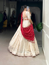 Off white Lehenga with bandhej dupatta (skirt stitched)