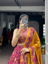 Pink Tussar silk foil printed lehenga (skirt stitched)