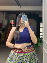 Indo western: Blue and sleek banarasi Lehenga
