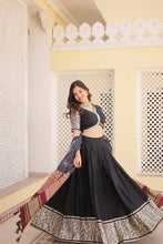 Viscose jacquard Lehenga with gaji silk dupatta in black