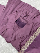 Mauve Roman silk anarkali set readymade