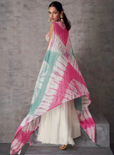 White palazzo set with tie and dye cape