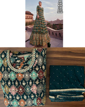 Janisha readymade green multicolour partywear anarkali