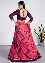 Organza striped trendy Lehenga in rose pink