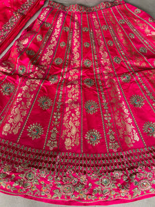 Serenity vol 4 - pink and gold jacquard silk Lehenga