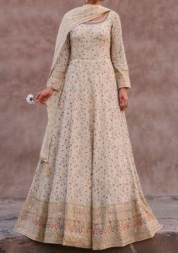 Janisha readymade white partywear anarkali