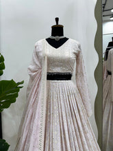 Baby pink thread work Lehenga with long sleeves option
