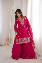 Crunchy silk hot pink palazzo set