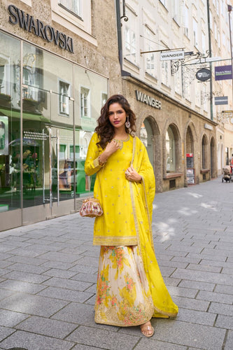 Chinon silk with yellow floral bliss palazzo set