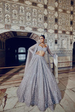 Grey shimmer silk partywear lehenga