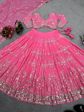 Pink georgette sequins work Lehenga
