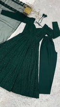 Bottle green kali pattern anarkali