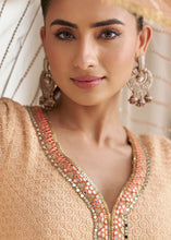 Peach chikankari embroidered anarkali
