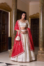 Off white Lehenga with bandhej dupatta (skirt stitched)