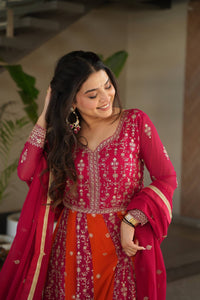 Two coloured panelled anarkali