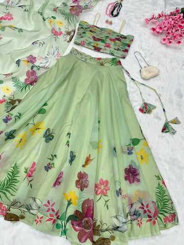 Green meadow strappy blouse Lehenga readymade