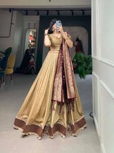 Gold jacquard silk Lehenga (chiku)