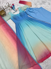 Sky blue Georgette readymade pant suit